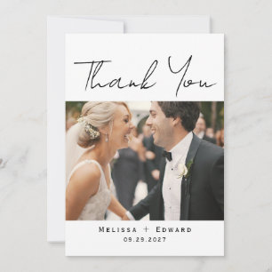 Carte De Remerciements Élégant Mariage de script moderne photo