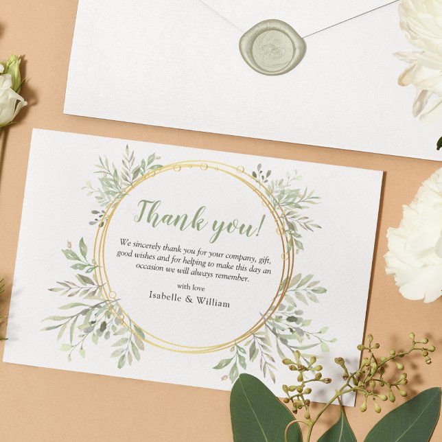 Carte De Remerciements Élégant Mariage de verdure botanique (Créateur téléchargé)