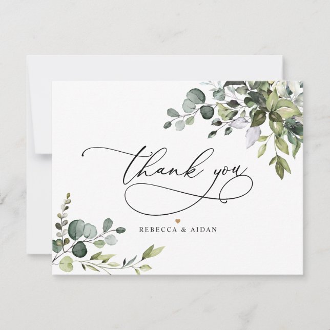 Carte De Remerciements Elégant Mariage de verdure Eucalyptus (Devant)