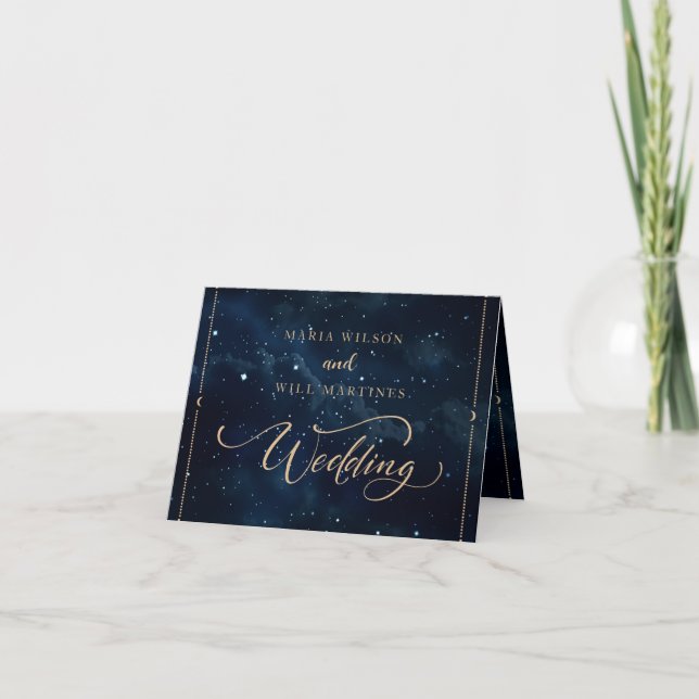 Carte De Remerciements Élégant Mariage étoilé Mariage céleste (Devant)
