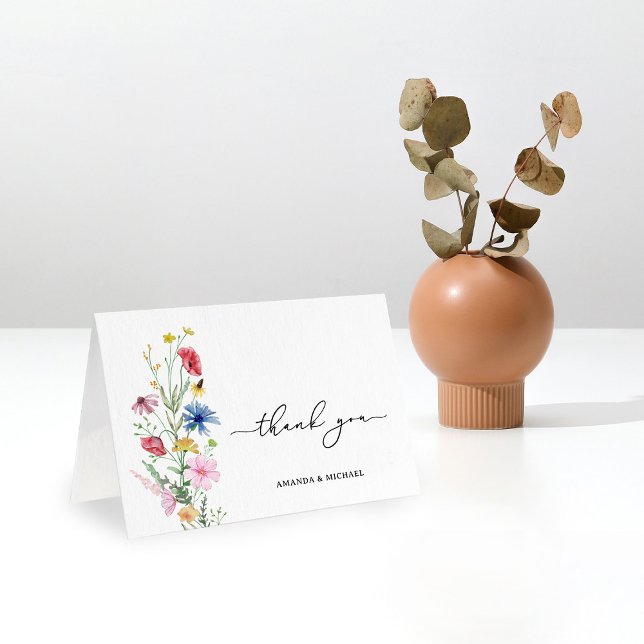 Carte De Remerciements Élégant Mariage Fleur sauvage (Créateur téléchargé)