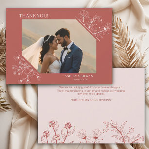 Carte De Remerciements Élégant Mariage Floral Boho