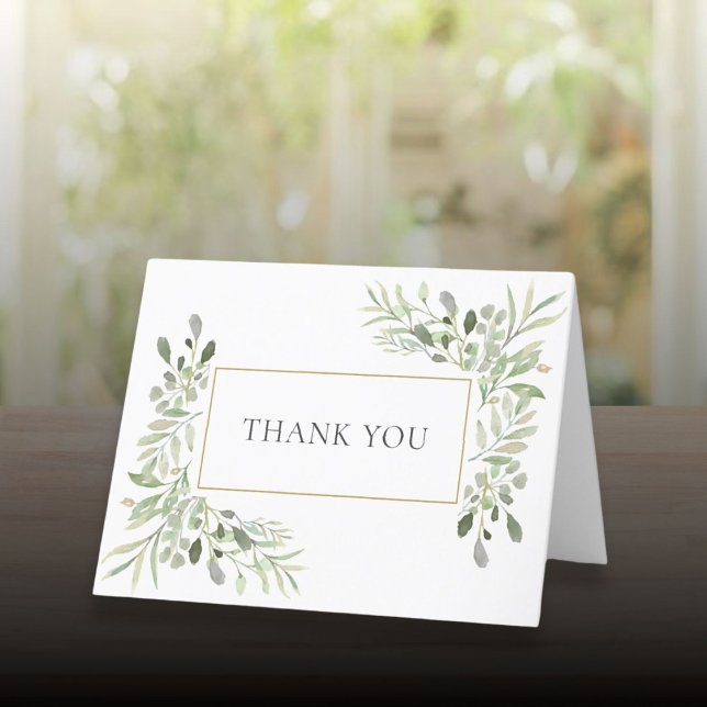 Carte De Remerciements Élégant Mariage Floral moderne verdure (Elegant Modern Greenery Floral Wedding Thank You Card)