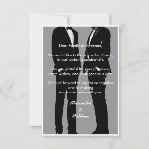 Carte De Remerciements Elégant Mariage gay moderne