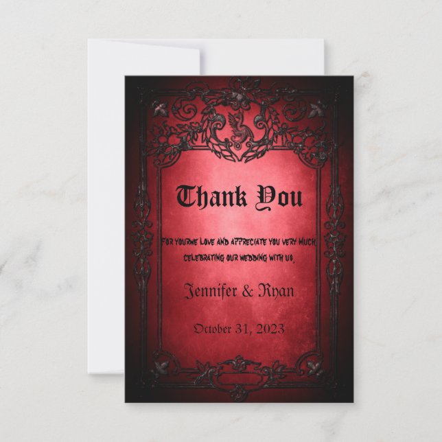 Carte De Remerciements Élégant mariage gothique (Devant)