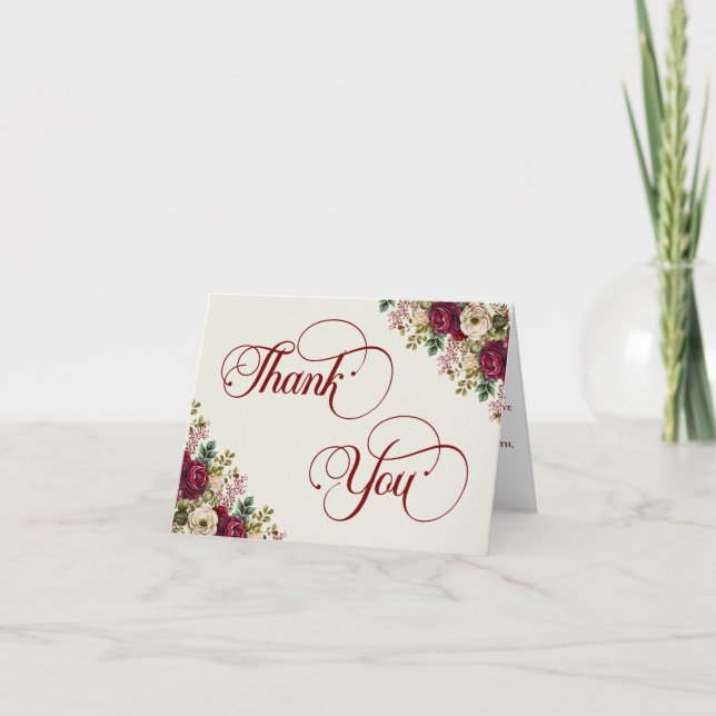 Carte De Remerciements Élégant Mariage islamique Rose (Devant)