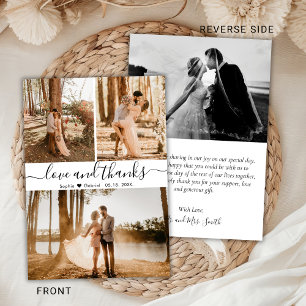 Carte De Remerciements Elégant Mariage Lettré main 3 Photo Collage