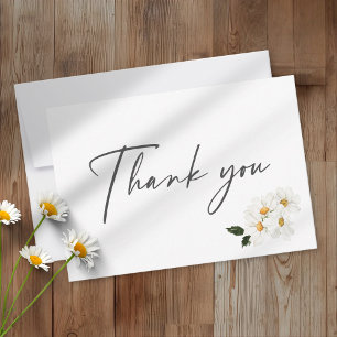 Carte De Remerciements Élégant mariage minimaliste aquarelle Daisy