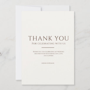 Carte De Remerciements Élégant Mariage Moderne Minimaliste Marron Mocha