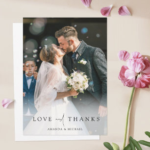 Carte De Remerciements Élégant Mariage personnalisé photo complète
