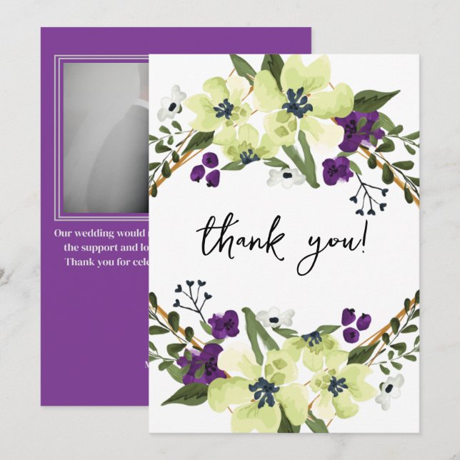 Carte De Remerciements Élégant mariage photo botanique eucalyptus (Devant / Derrière)