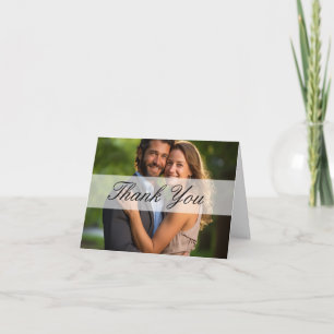 Carte De Remerciements Élégant Mariage photo de superposition de Sheer