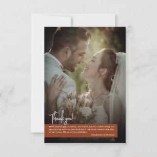 Carte De Remerciements Élégant Mariage photo en terre cuite