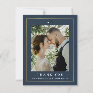 Carte De Remerciements Elegant Mariage photo Gold