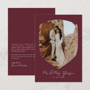 Carte De Remerciements Élégant Mariage photo manuscrit de Bourgogne