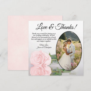 Carte De Remerciements Élégant Mariage photo rose rose rose pâle