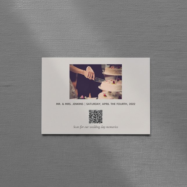 Carte De Remerciements Elégant mariage photo souvenirs code QR (Elegant wedding photo memories QR code Thank You Card.)