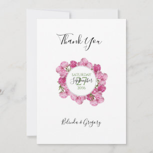 Carte De Remerciements Élégant Mariage Pink Peonies