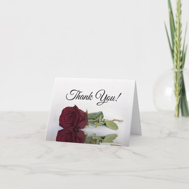 Carte De Remerciements Élégant Mariage Rose de Bourgogne Photo à l'intéri (Devant)