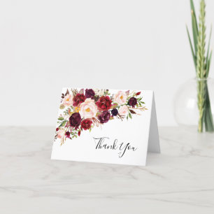 Carte De Remerciements Élégant Mariage rose pâle de Bourgogne