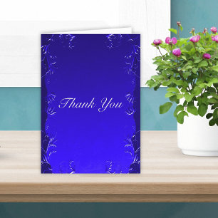 Carte De Remerciements Élégant Mariage Royal Blue