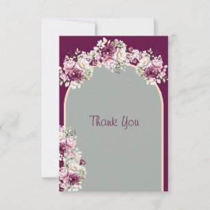 Carte De Remerciements Élégant Mariage Sage Vert rose Bourgogne