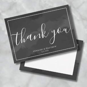Carte De Remerciements Élégant Mariage Simple Noir Et Blanc