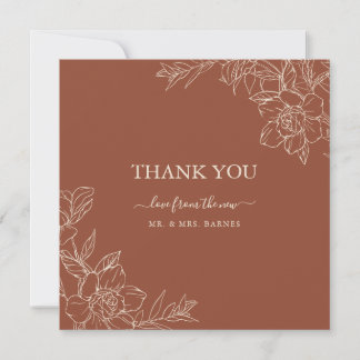 Carte De Remerciements Élégant Mariage Whimsical en terre cuite