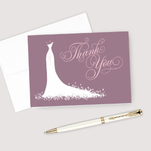 Carte De Remerciements Elegant Mauve Pink Wedding Gown Bridal Shower