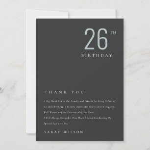 Carte De Remerciements Élégant Minimal Gras Bleu Noir Tout âge Anniversai