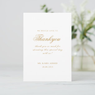 Carte De Remerciements Élégant minimal moderne blanc Script Mariage musul