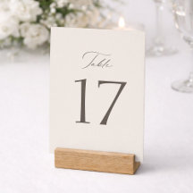 Elegant Minimal Taupe Wedding Table Numbers 1–19
