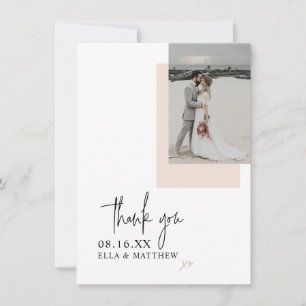 Carte De Remerciements Élégant minimaliste de couleur rose pâle Mariage d