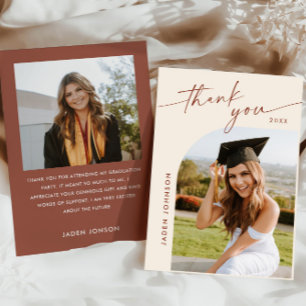 Carte De Remerciements Élégant minimaliste Graduation 2 Photo