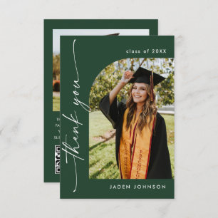 Carte De Remerciements Élégant Minimaliste Graduation 2 Photo Code QR