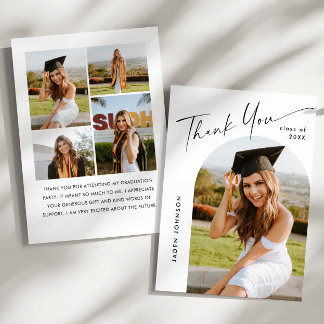 Carte De Remerciements Élégant minimaliste Graduation simple 5 Photo
