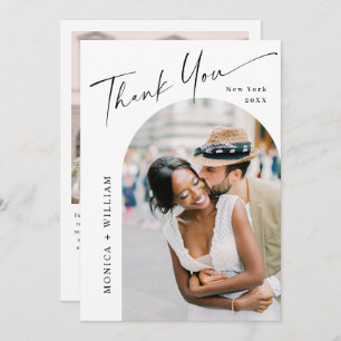 Carte De Remerciements Élégant minimaliste Mariage 2 Photo Code QR