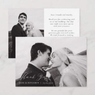 Carte De Remerciements Élégant minimaliste Mariage blanc 2 photo