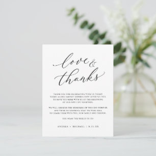 Carte De Remerciements Élégant minimaliste noir et blanc Mariage chic