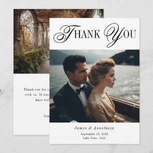 Carte De Remerciements Élégant minimaliste unique 2 Mariage photo