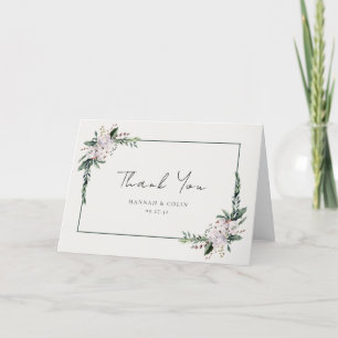 Carte De Remerciements Élégant minimaliste Wreath hiver blanc vert