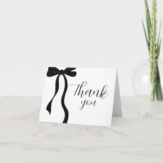 Carte De Remerciements Elegant Modern Black Bow Birthday (Devant)
