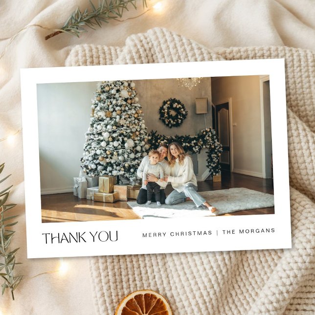 Carte De Remerciements Elegant Modern Minimalist Family Photo Christmas (Créateur téléchargé)