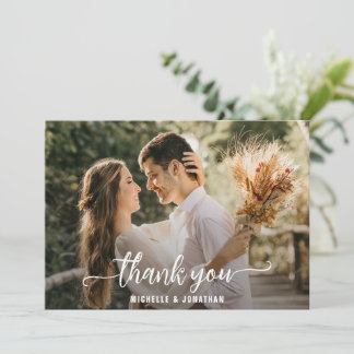 Carte De Remerciements Élégant moderne Mariage de script photo complet