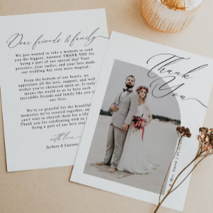 Carte De Remerciements Élégant Moderne Script Calligraphie Mariage photo