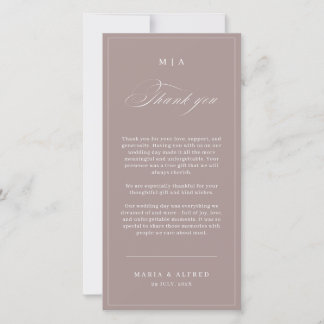Carte De Remerciements Elegant Monogram Wedding Thank You Card QR Code