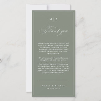 Carte De Remerciements Elegant Monogram Wedding Thank You Card QR Code