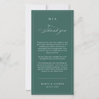 Carte De Remerciements Elegant Monogram Wedding Thank You Card QR Code