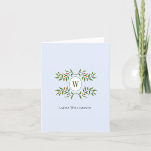 Carte De Remerciements Élégant Monogramme avec verdure