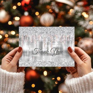 Carte De Remerciements Élégant monogramme de parties scintillant à goutte